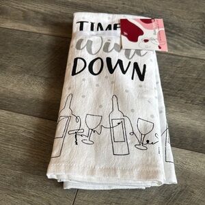 White Kitchen Towel with Wine Design